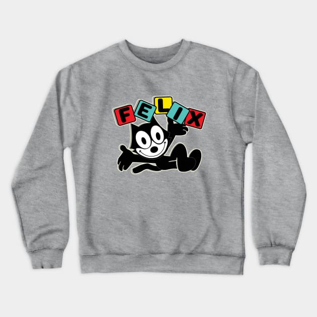 Felix Cat Comics Retro Future Atomic Age TV in Joyful Design Crewneck Sweatshirt by VogueTime